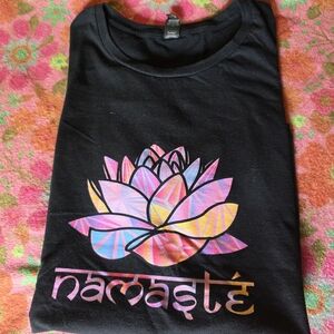 Black Namaste Lotus Graphic Tee